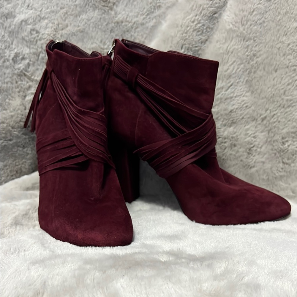 Elegant Suede Burgundy Women's Ankle Boots